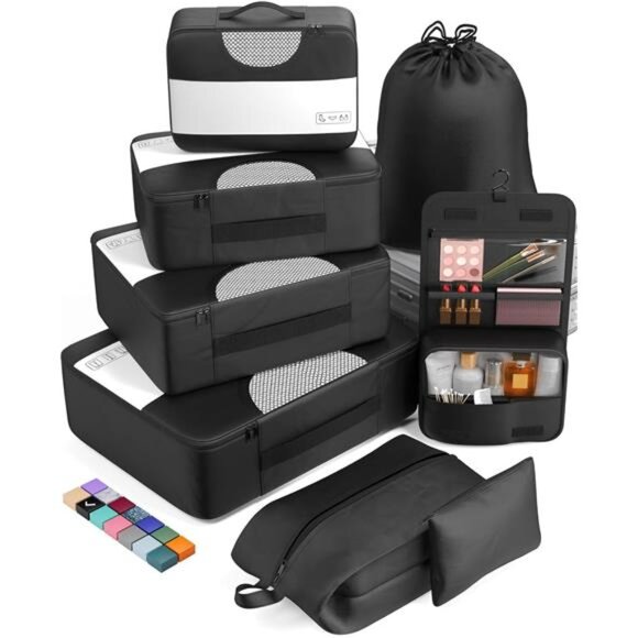 8Set Packing Cubes for Suitcases,Travel Essentials for Carryon,Luggage Organizer